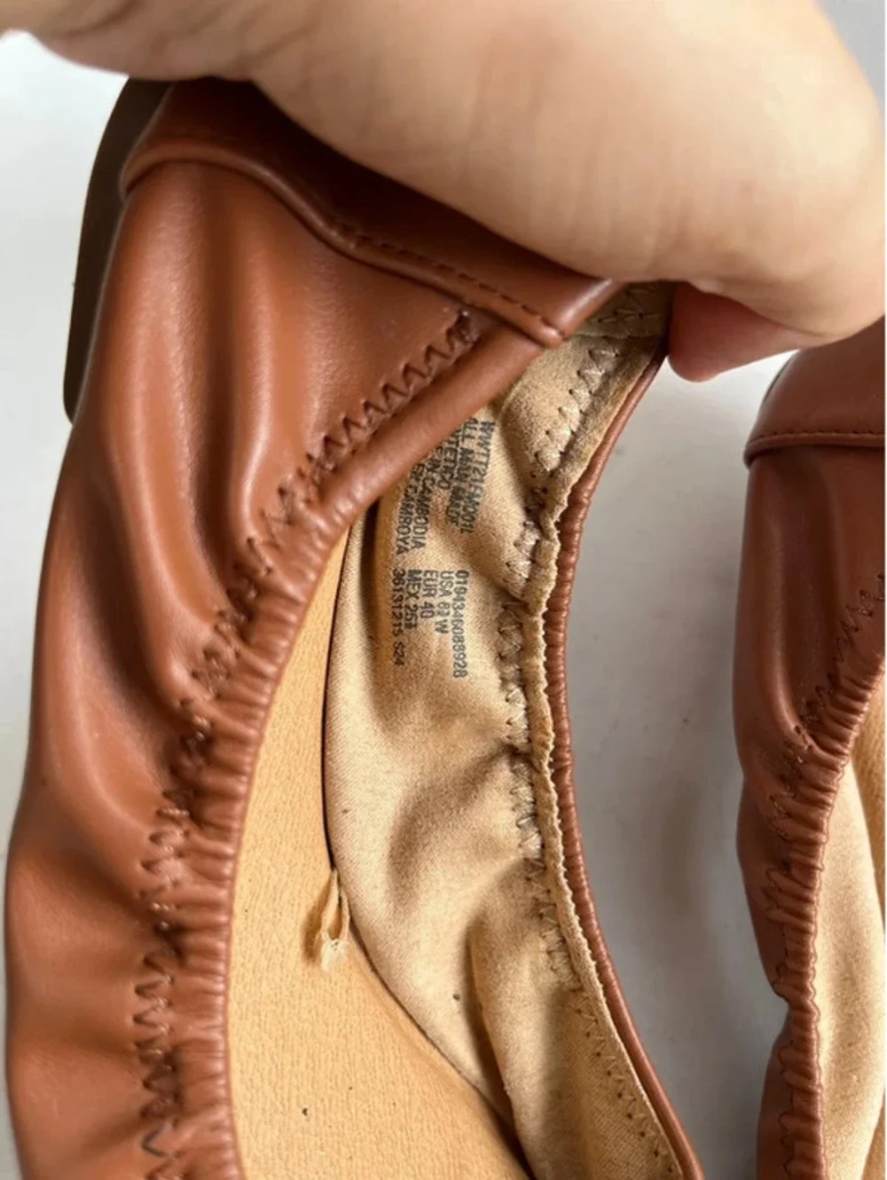 Time and Tru Scrunch Ballet Flats 8.5 M Glove Soft Chestnut Brown Leatherette